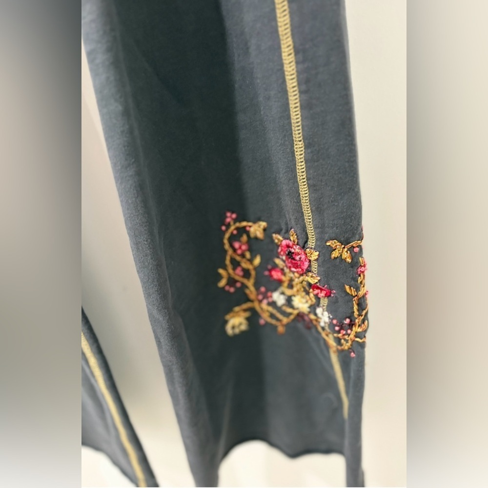 Y2K TWISTED HEARTS Charcoal Colored Women's Hoodie Sweatsuit Floral Embroidery - Picture 6 of 12
